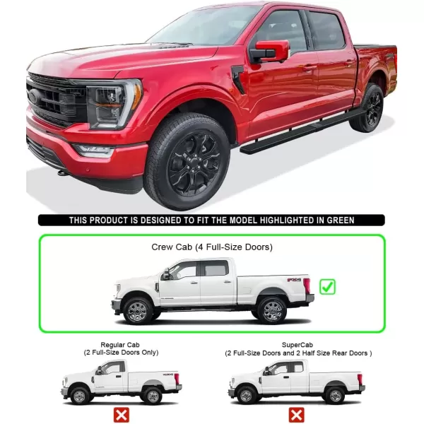 imageAPS Running Boards 5in Compatible with Ford F150 20152025 SuperCrew Cab ampamp F150 Lightning 20222025 ampamp F250 F350 Super Duty 20172025 Crew Cab Stainless Steel Nerf Bars Side Steps Side BarsBlack