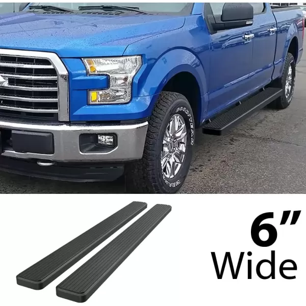 imageAPS Running Boards 5in Compatible with Ford F150 20152025 SuperCrew Cab ampamp F150 Lightning 20222025 ampamp F250 F350 Super Duty 20172025 Crew Cab Stainless Steel Nerf Bars Side Steps Side BarsBlack