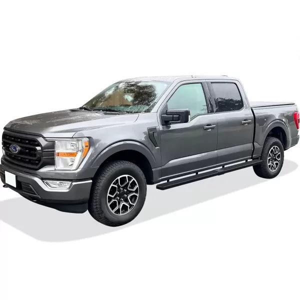 imageAPS Running Boards 5in Compatible with Ford F150 20152025 SuperCrew Cab ampamp F150 Lightning 20222025 ampamp F250 F350 Super Duty 20172025 Crew Cab Stainless Steel Nerf Bars Side Steps Side BarsBlack
