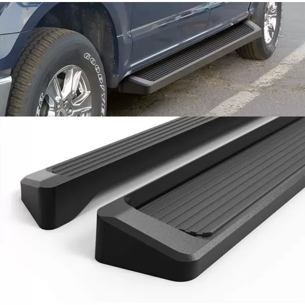 imageAPS Running Boards 5in Compatible with Ford F150 20152025 SuperCrew Cab ampamp F150 Lightning 20222025 ampamp F250 F350 Super Duty 20172025 Crew Cab Stainless Steel Nerf Bars Side Steps Side BarsAluminum Black