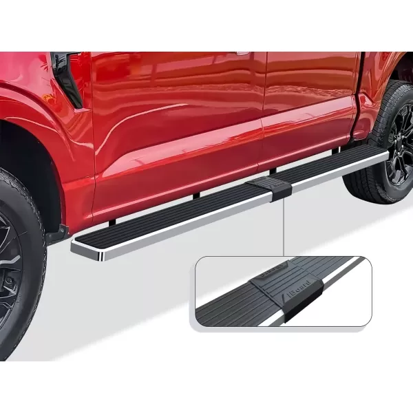 imageAPS Running Boards 5in Compatible with Ford F150 20152025 SuperCrew Cab ampamp F150 Lightning 20222025 ampamp F250 F350 Super Duty 20172025 Crew Cab Stainless Steel Nerf Bars Side Steps Side BarsSilver