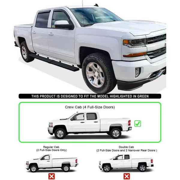 imageAPS Running Boards Nerf Bars Side Steps Compatible with Chevy Silverado GMC Sierra 1500 20072018 ampamp 2500 HD 3500 HD 2019 Crew Cab Exclude 07 Classic Stainless Steel Polished Silver 5inStainless Steel Black