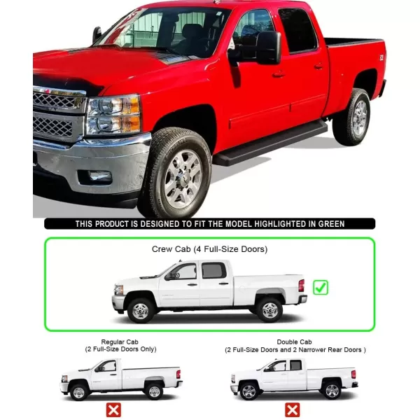 imageAPS Running Boards Nerf Bars Side Steps Compatible with Chevy Silverado GMC Sierra 1500 20072018 ampamp 2500 HD 3500 HD 2019 Crew Cab Exclude 07 Classic Stainless Steel Polished Silver 5inAluminum Black
