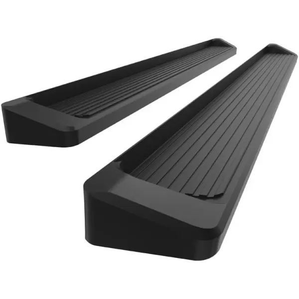 imageAPS Running Boards Nerf Bars Side Steps Compatible with Chevy Silverado GMC Sierra 1500 20072018 ampamp 2500 HD 3500 HD 2019 Crew Cab Exclude 07 Classic Stainless Steel Polished Silver 5inAluminum Black