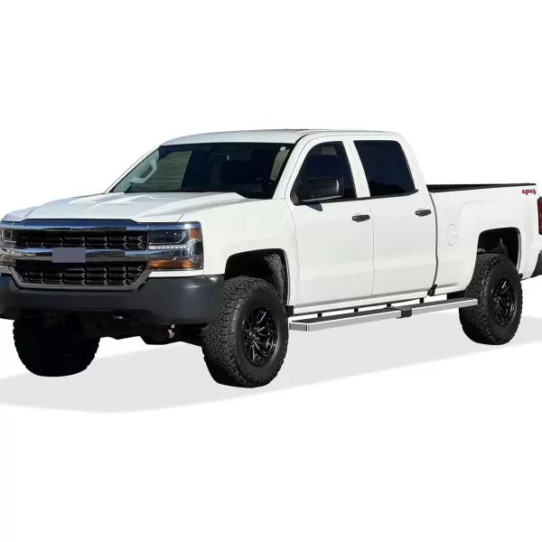 imageAPS Running Boards Nerf Bars Side Steps Compatible with Chevy Silverado GMC Sierra 1500 20072018 ampamp 2500 HD 3500 HD 2019 Crew Cab Exclude 07 Classic Stainless Steel Polished Silver 5inAluminum Silver