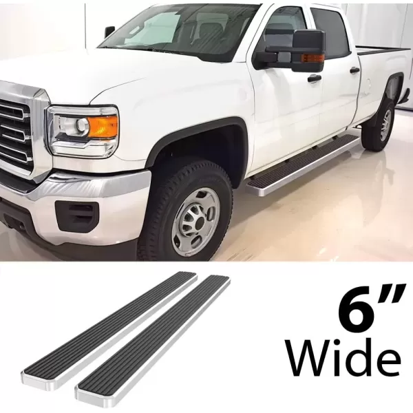 imageAPS Running Boards Nerf Bars Side Steps Compatible with Chevy Silverado GMC Sierra 1500 20072018 ampamp 2500 HD 3500 HD 2019 Crew Cab Exclude 07 Classic Stainless Steel Polished Silver 5inStainless Steel Polished