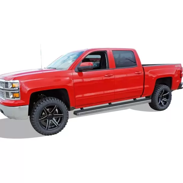 imageAPS Running Boards Nerf Bars Side Steps Compatible with Chevy Silverado GMC Sierra 1500 20072018 ampamp 2500 HD 3500 HD 2019 Crew Cab Exclude 07 Classic Stainless Steel Polished Silver 5inStainless Steel Polished