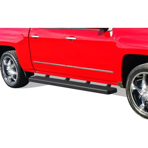 imageAPS Running Boards Nerf Bars Side Steps Compatible with Chevy Silverado GMC Sierra 1500 20072018 ampamp 2500 HD 3500 HD 2019 Crew Cab Exclude 07 Classic Stainless Steel Polished Silver 5inAluminum Black