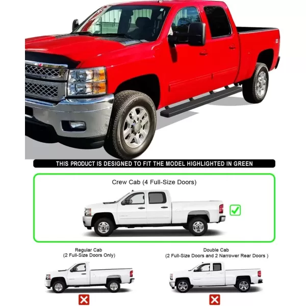 imageAPS Running Boards Nerf Bars Side Steps Compatible with Chevy Silverado GMC Sierra 1500 20072018 ampamp 2500 HD 3500 HD 2019 Crew Cab Exclude 07 Classic Stainless Steel Polished Silver 5inAluminum Black