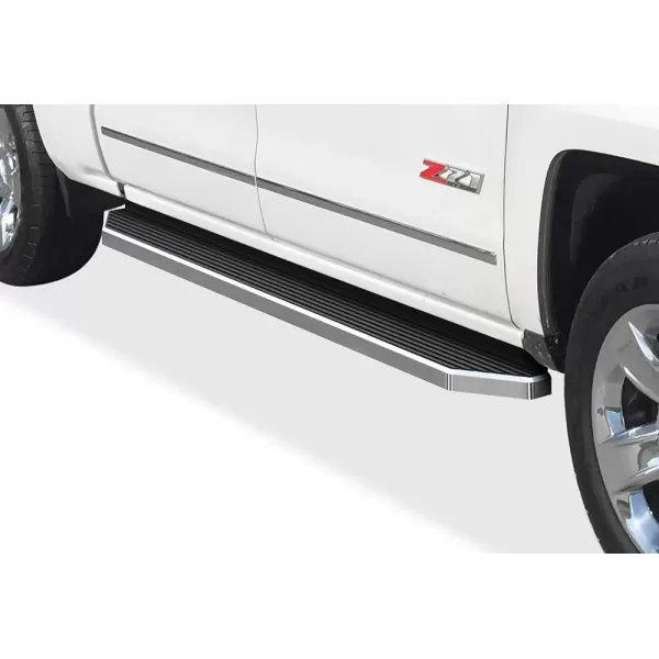 imageAPS Running Boards Nerf Bars Side Steps Compatible with Chevy Silverado GMC Sierra 1500 20072018 ampamp 2500 HD 3500 HD 2019 Crew Cab Exclude 07 Classic Stainless Steel Polished Silver 5inPolished