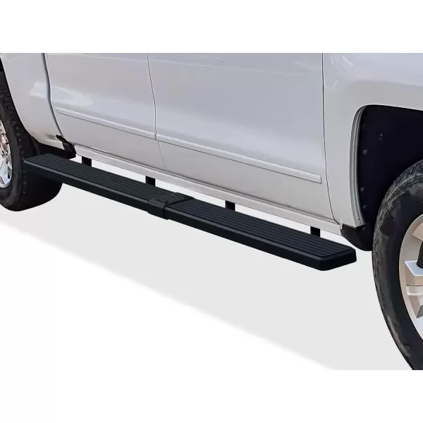 imageAPS Running Boards Nerf Bars Side Steps Compatible with Chevy Silverado GMC Sierra 1500 20072018 ampamp 2500 HD 3500 HD 2019 Crew Cab Exclude 07 Classic Stainless Steel Polished Silver 5inStainless Steel Black