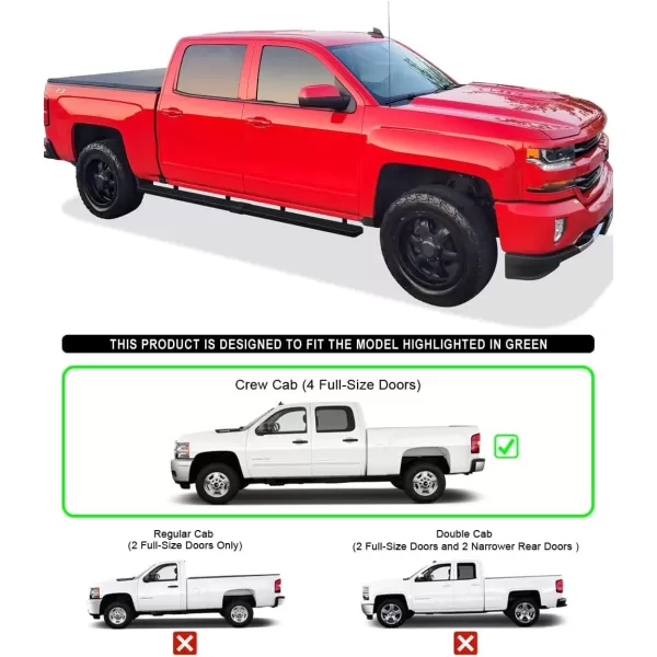imageAPS Running Boards Nerf Bars Side Steps Compatible with Chevy Silverado GMC Sierra 1500 20072018 ampamp 2500 HD 3500 HD 2019 Crew Cab Exclude 07 Classic Stainless Steel Polished Silver 5inStainless Steel Black