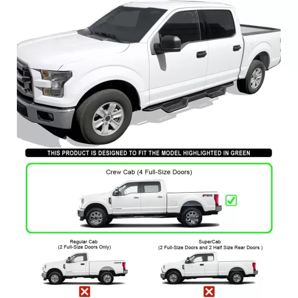 imageAPS Stainless Steel Pocket Steps Running Boards Side Bars Compatible with Ford F150 20152025 SuperCrew Cab ampamp F150 Lightning 20222025 ampamp F250 F350 Super Duty 20172025 Crew CabBlack