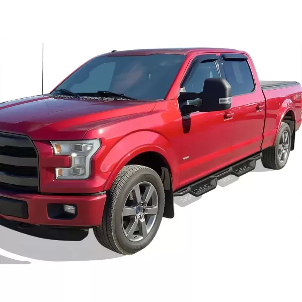 imageAPS Stainless Steel Pocket Steps Running Boards Side Bars Compatible with Ford F150 20152025 SuperCrew Cab ampamp F150 Lightning 20222025 ampamp F250 F350 Super Duty 20172025 Crew CabBlack