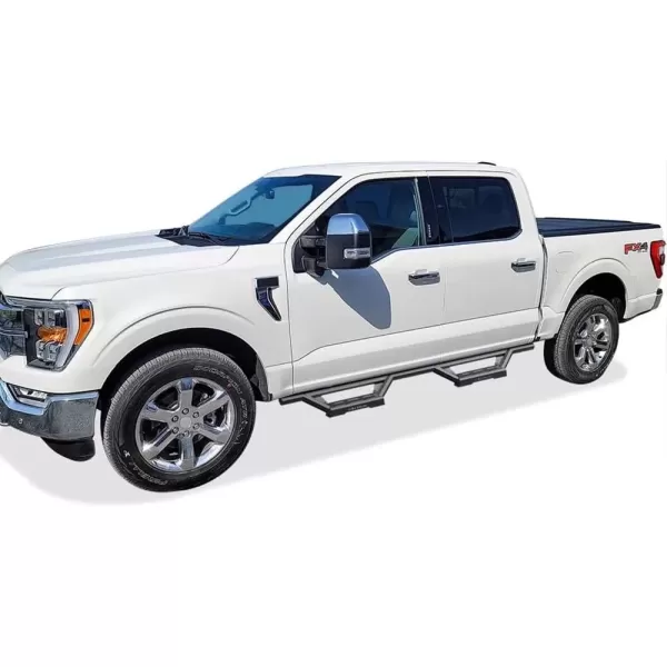 imageAPS Stainless Steel Pocket Steps Running Boards Side Bars Compatible with Ford F150 20152025 SuperCrew Cab ampamp F150 Lightning 20222025 ampamp F250 F350 Super Duty 20172025 Crew CabBlack