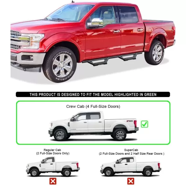 imageAPS Stainless Steel Pocket Steps Running Boards Side Bars Compatible with Ford F150 20152025 SuperCrew Cab ampamp F150 Lightning 20222025 ampamp F250 F350 Super Duty 20172025 Crew CabBlack
