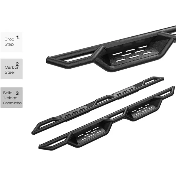 imageAPS Stainless Steel Pocket Steps Running Boards Side Bars Compatible with Ford F150 20152025 SuperCrew Cab ampamp F150 Lightning 20222025 ampamp F250 F350 Super Duty 20172025 Crew CabBlack