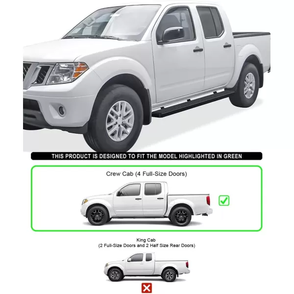 imageAPS 6in Black Running Boards Compatible with Nissan Frontier Crew Cab 0525