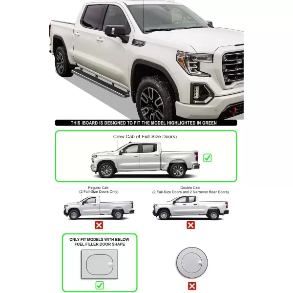 imageAPS 6in Stainless Steel Running Boards Compatible with Chevy Silverado GMC Sierra 1500 20192025 Crew Cab ampamp 2500 HD 3500 HD 20202025 Silverado 1500 LTD Sierra 1500 LD 2022Stainless Steel Polished