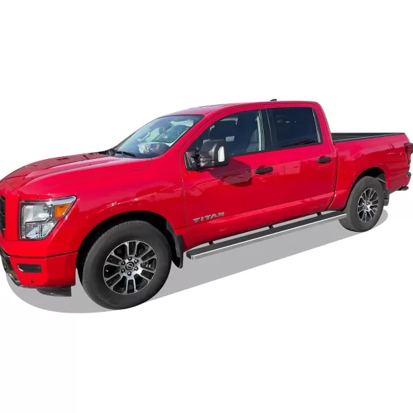 imageAPS Black Powder Coated 6 inches Running Boards Nerf Bars Side Steps Compatible with Nissan Frontier 20052025 Crew CabAluminum Silver