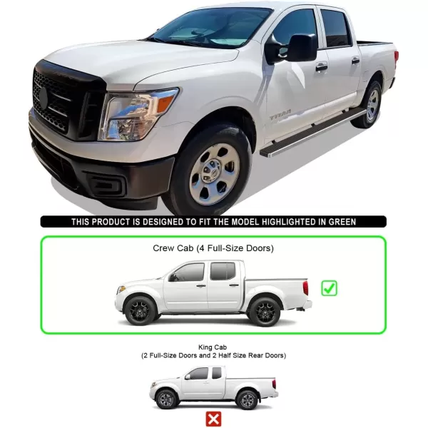 imageAPS Black Powder Coated 6 inches Running Boards Nerf Bars Side Steps Compatible with Nissan Frontier 20052025 Crew CabAluminum Silver