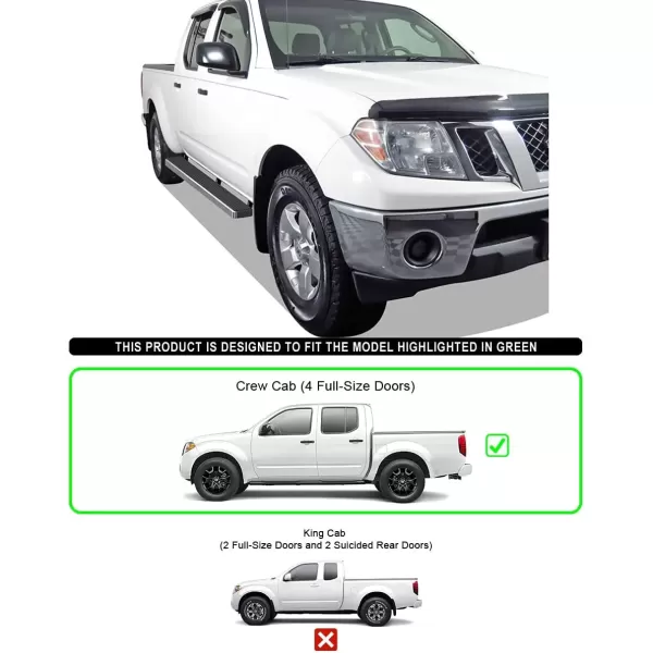 imageAPS Black Powder Coated 6 inches Running Boards Nerf Bars Side Steps Compatible with Nissan Frontier 20052025 Crew CabStainless Steel Polished