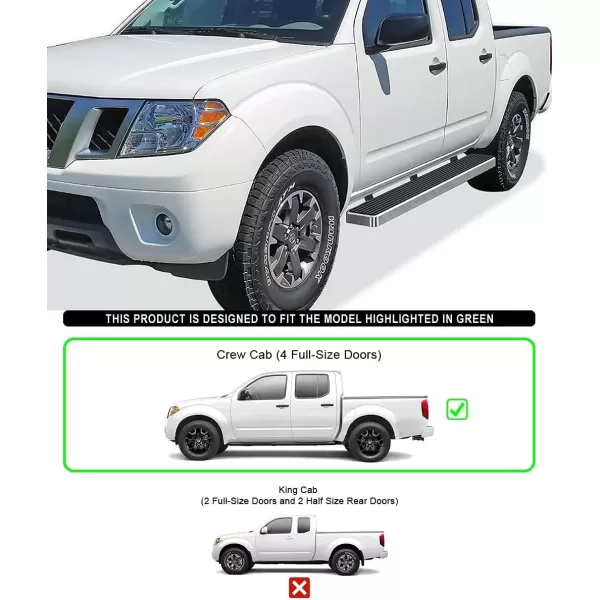 imageAPS Black Powder Coated 6 inches Running Boards Nerf Bars Side Steps Compatible with Nissan Frontier 20052025 Crew CabStainless Steel Polished