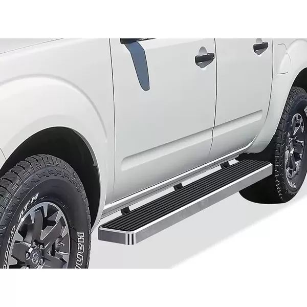 imageAPS Black Powder Coated 6 inches Running Boards Nerf Bars Side Steps Compatible with Nissan Frontier 20052025 Crew CabStainless Steel Polished
