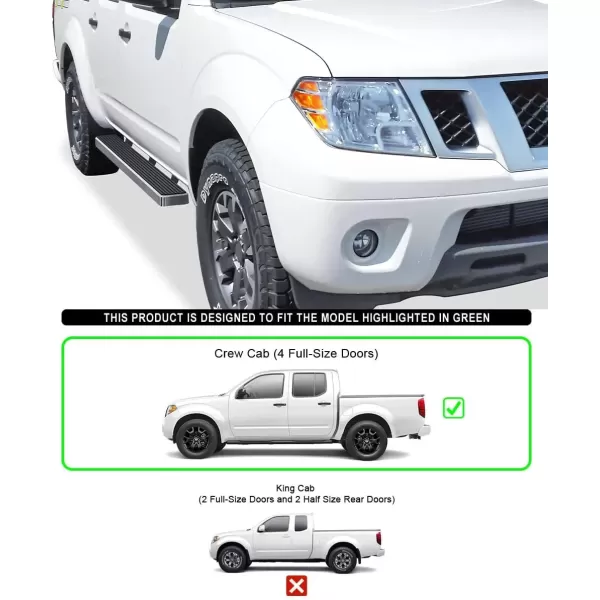 imageAPS Black Powder Coated 6 inches Running Boards Nerf Bars Side Steps Compatible with Nissan Frontier 20052025 Crew CabStainless Steel Polished