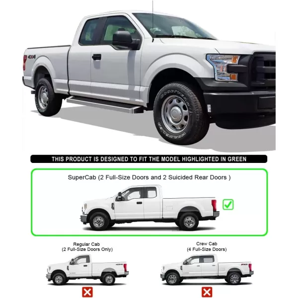 imageAPS Black Running Boards Style Compatible with Ford F150 20152025 Super Cab ampamp F250 F350 Super Duty 20172025 Side Steps Side Bars 6in WideAluminum Silver