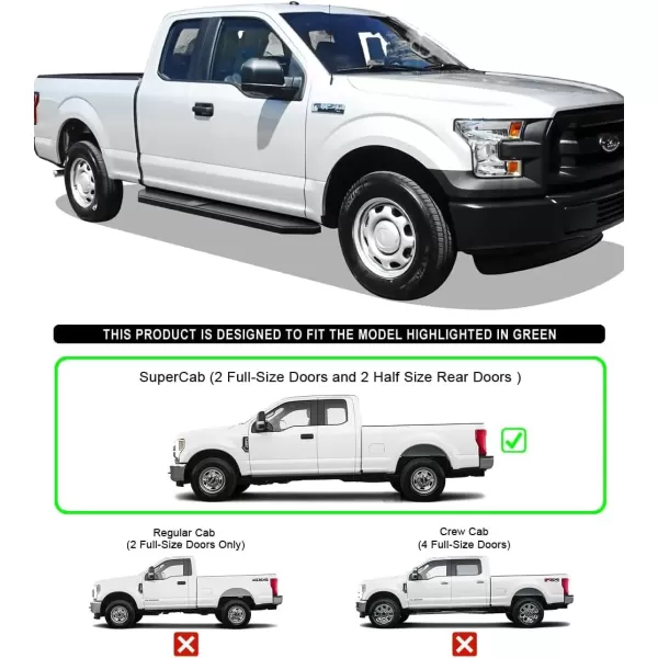 imageAPS Black Running Boards Style Compatible with Ford F150 20152025 Super Cab ampamp F250 F350 Super Duty 20172025 Side Steps Side Bars 6in WideAluminum Black