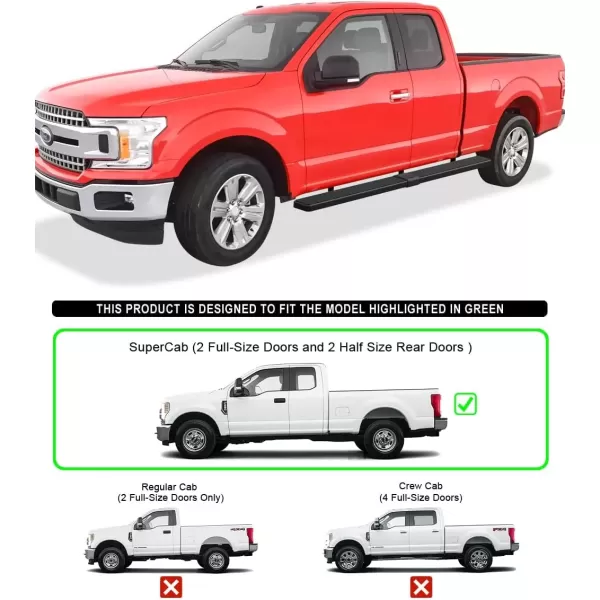 imageAPS Black Running Boards Style Compatible with Ford F150 20152025 Super Cab ampamp F250 F350 Super Duty 20172025 Side Steps Side Bars 6in WideBlack