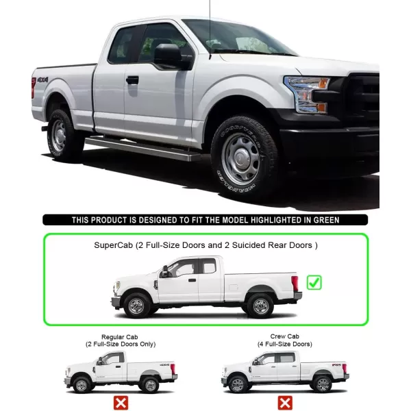 imageAPS Black Running Boards Style Compatible with Ford F150 20152025 Super Cab ampamp F250 F350 Super Duty 20172025 Side Steps Side Bars 6in WideStainless Steel Polished
