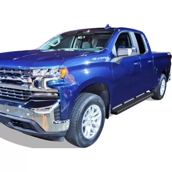 imageAPS IBCZ4828 iBoard Third Generation 5inch Black Aluminum Running Boards Side Step for Selected Chevy Silverado GMC Sierra Crew Cab