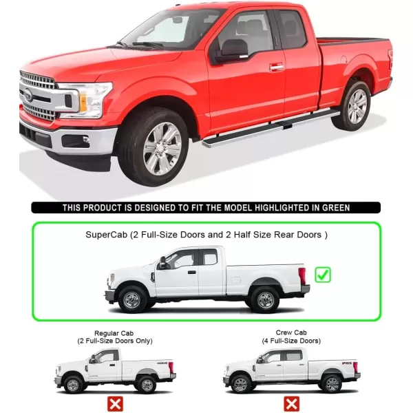 imageAPS Running Boards 5in Matte Black Compatible with Ford F150 20152025 Super Cab ampamp F250 F350 Super Duty 20172025 Stainless Steel Nerf Bars Side Steps Side BarsStainless Steel Polished
