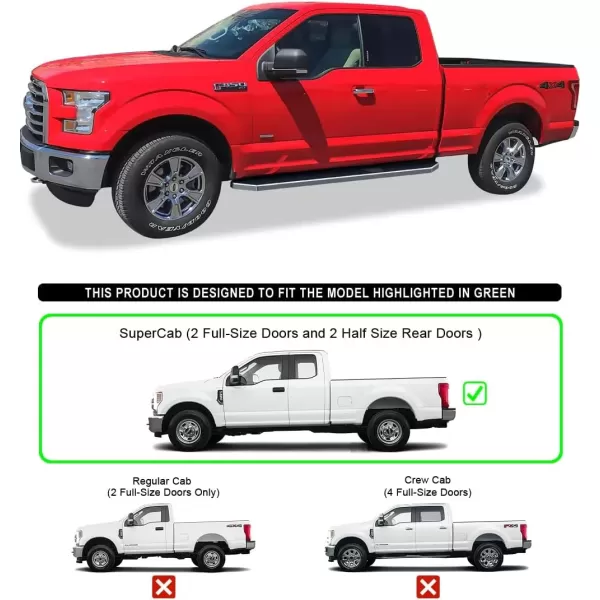 imageAPS Running Boards 5in Matte Black Compatible with Ford F150 20152025 Super Cab ampamp F250 F350 Super Duty 20172025 Stainless Steel Nerf Bars Side Steps Side BarsPolished