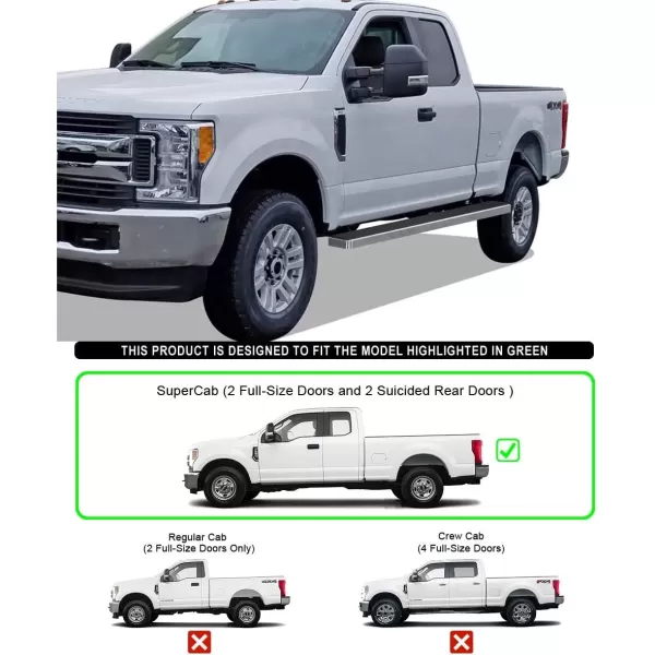 imageAPS Running Boards 5in Matte Black Compatible with Ford F150 20152025 Super Cab ampamp F250 F350 Super Duty 20172025 Stainless Steel Nerf Bars Side Steps Side BarsStainless Steel Polished