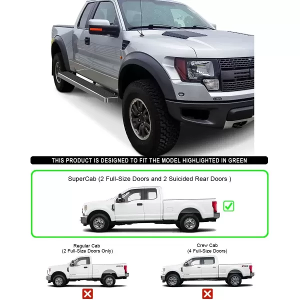 imageAPS Running Boards 5in Matte Black Compatible with Ford F150 20152025 Super Cab ampamp F250 F350 Super Duty 20172025 Stainless Steel Nerf Bars Side Steps Side BarsAluminum Silver