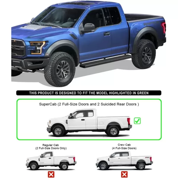 imageAPS Running Boards 5in Matte Black Compatible with Ford F150 20152025 Super Cab ampamp F250 F350 Super Duty 20172025 Stainless Steel Nerf Bars Side Steps Side BarsStainless Steel Black
