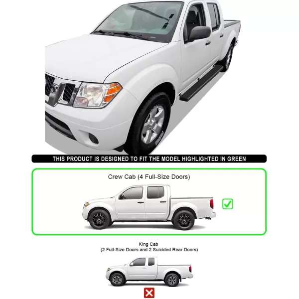 imageAPS Running Boards Nerf Bars Side Steps Step Bars Compatible with Nissan Frontier 20052025 Crew Cab Black Powder Coated 6 inchesAluminum Black