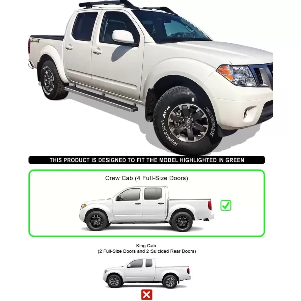 imageAPS Running Boards Nerf Bars Side Steps Step Bars Compatible with Nissan Frontier 20052025 Crew Cab Black Powder Coated 6 inchesStainless Steel Polished