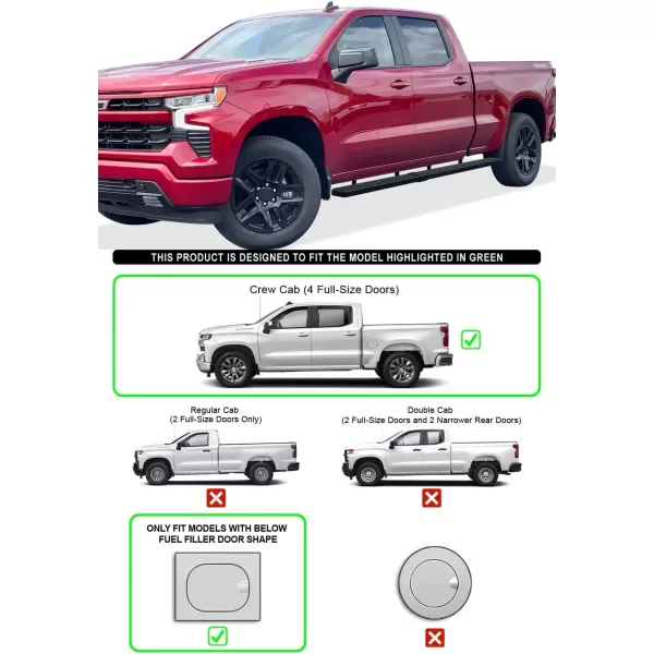 imageAPS Stainless Steel 6in Wheel to Wheel Bars Compatible with Chevy Silverado GMC Sierra 1500 20192025 Crew Cab 65ft Bed ampamp 2500 HD 3500 HD 20202025 Silverado 1500 LTD Sierra 1500 LD 2022Black