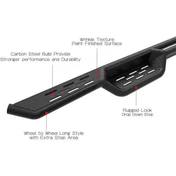 imageAPS Wheel to Wheel Black 6in Drop Bars Compatible with Chevy Silverado GMC Sierra 1500 20192024 Crew Cab 65ft Bed ampamp 2500 HD 3500 HD 20202024 Silverado 1500 LTD Sierra 1500 LD 2022