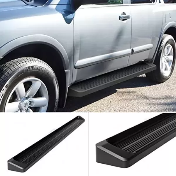 imageAPS iBoard Fifth Generation 5inch Black Stainless Steel Running Boards Side Step for Selected Frontier Equator Crew CabBlack