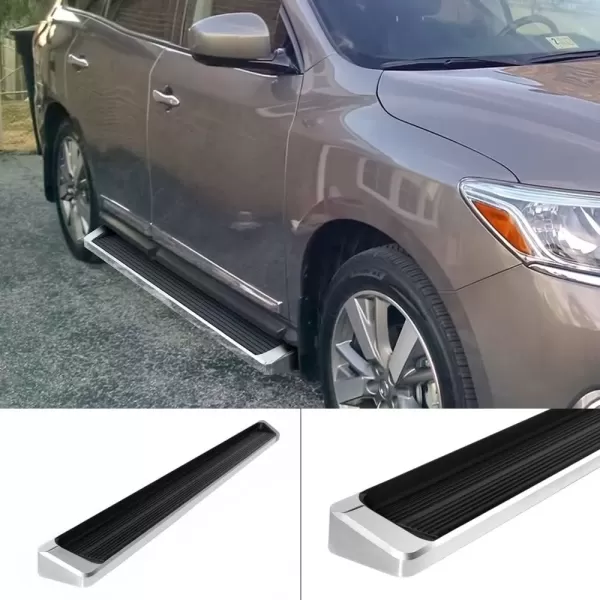 imageAPS iBoard Fifth Generation 5inch Black Stainless Steel Running Boards Side Step for Selected Frontier Equator Crew CabSilver