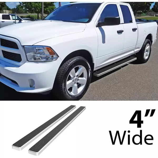 imageAPS Running Boards 6 inches Matte Black Compatible with Dodge Ram 1500 20092018 Quad Cab Stainless Steel Nerf Bars Side Steps Side BarsAluminum Silver