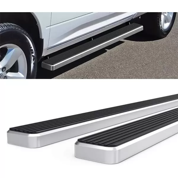 imageAPS Running Boards 6 inches Matte Black Compatible with Dodge Ram 1500 20092018 Quad Cab Stainless Steel Nerf Bars Side Steps Side BarsAluminum Silver