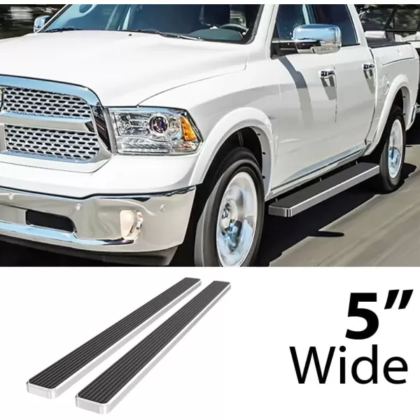imageAPS Running Boards 6 inches Matte Black Compatible with Dodge Ram 1500 20092018 Quad Cab Stainless Steel Nerf Bars Side Steps Side BarsAluminum Silver