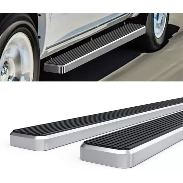 imageAPS Running Boards 6 inches Matte Black Compatible with Dodge Ram 1500 20092018 Quad Cab Stainless Steel Nerf Bars Side Steps Side BarsAluminum Silver