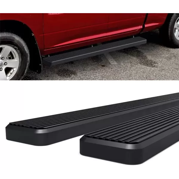 imageAPS Running Boards 6 inches Matte Black Compatible with Dodge Ram 1500 20092018 Quad Cab Stainless Steel Nerf Bars Side Steps Side BarsBlack